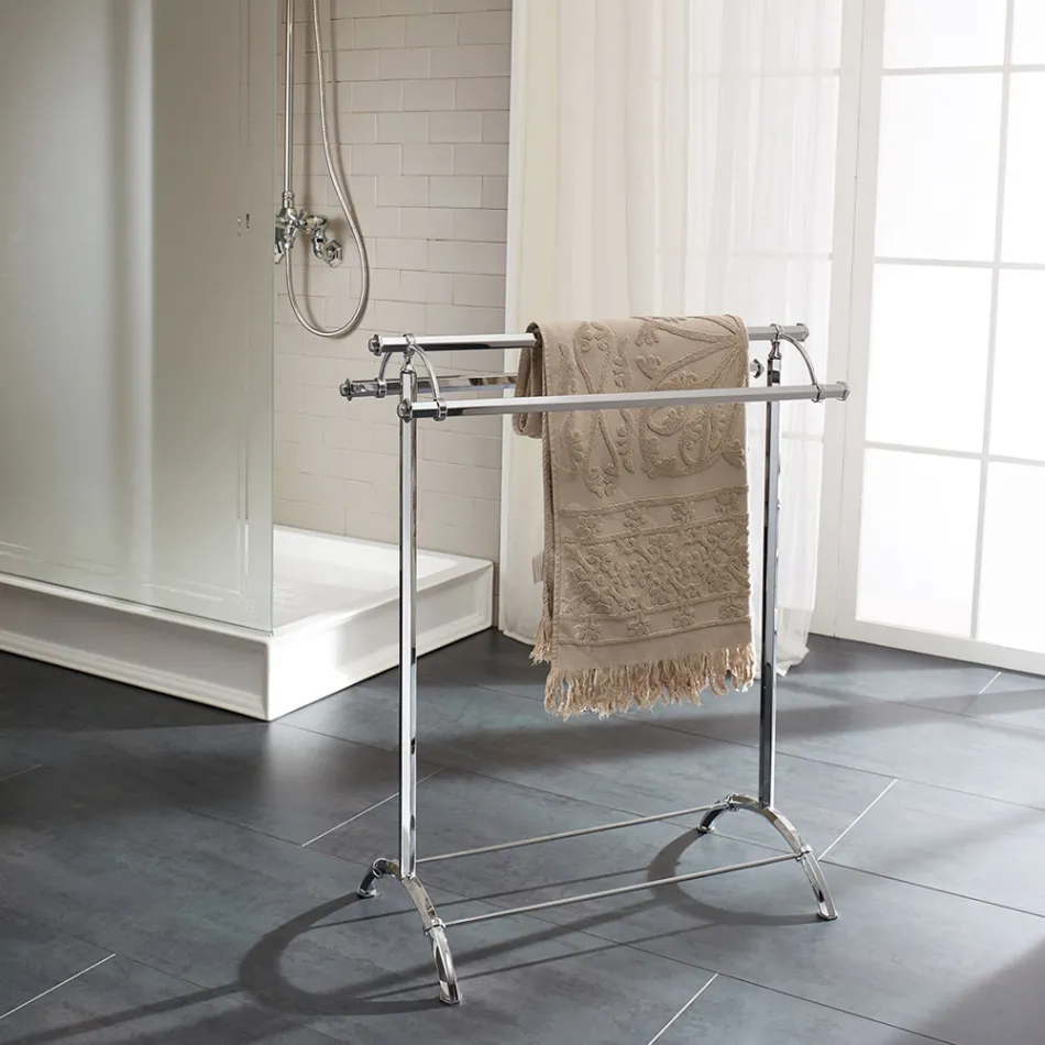 Suport pentru prosoape de baie vintage din alamă, fabricat în Italia - Aristide Viadurini