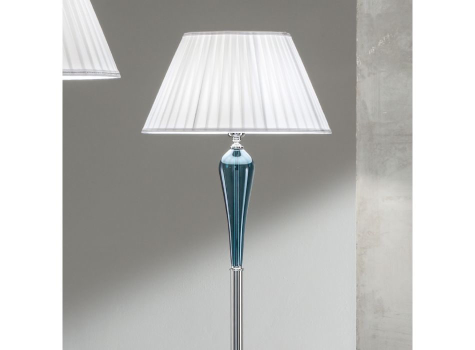 Lampă de podea clasică italiană din sticlă și metal, realizată manual, cu abajur - Oliver Viadurini