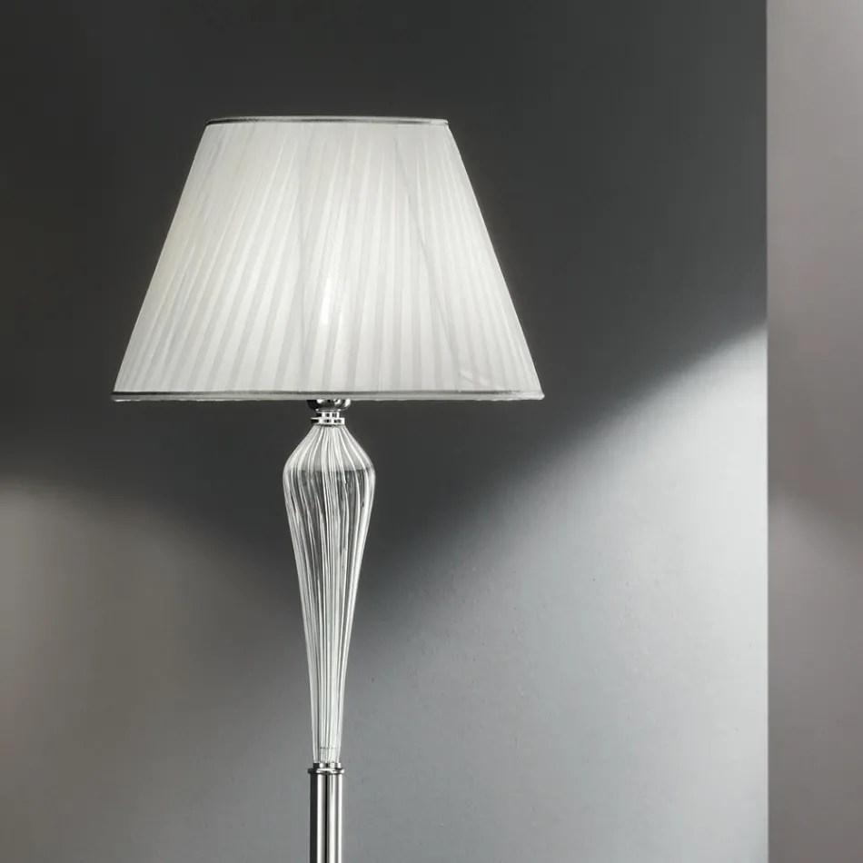 Lampa de podea clasica din sticla Rigaton lucrata manual si metal auriu - Fievole Viadurini