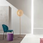 Lampă de podea cu lumină LED din metal vopsit și sticlă chihlimbar - Albizia Viadurini