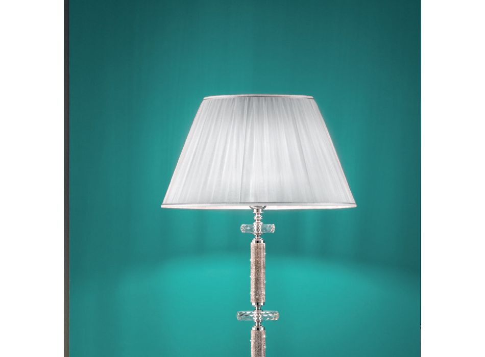 Lampă de podea cu design clasic din crom, cristal și metal strălucitor - Sisifo Viadurini