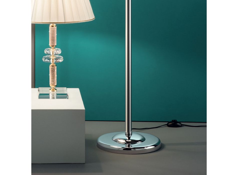 Lampă de podea cu design clasic din crom, cristal și metal strălucitor - Sisifo Viadurini