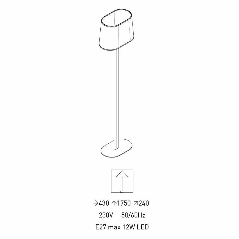 Lampă de podea cu design modern, din metal, cu abajur din țesătură Made in Italy - Jump Viadurini