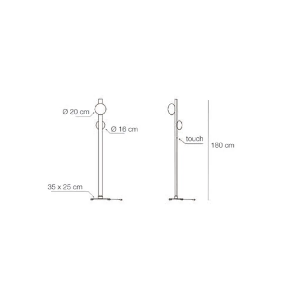 Lampă de podea Alma din aluminiu și sticlă suflată în alb Viadurini