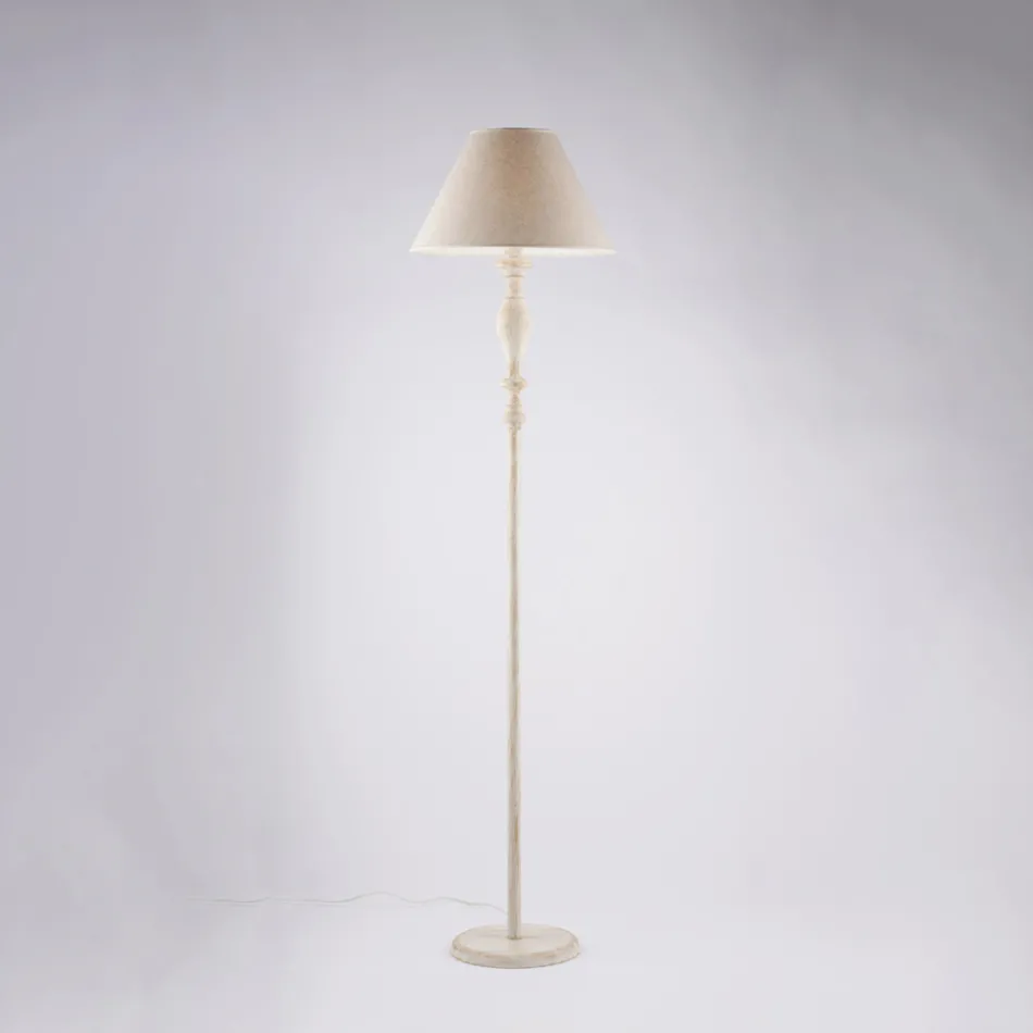 Lampă de podea și abajur din lemn și fier, fabricate în Italia pentru decorarea interioară - Toscana Viadurini