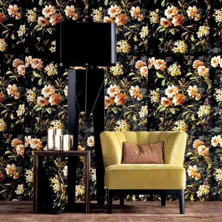 Lampă de podea din lemn și țesătură de design Grilli Zarafa fabricată în Italia Viadurini