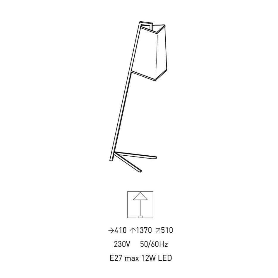 Lampă de podea din metal cu abajur modern din bumbac alb Made in Italy - Barton Viadurini