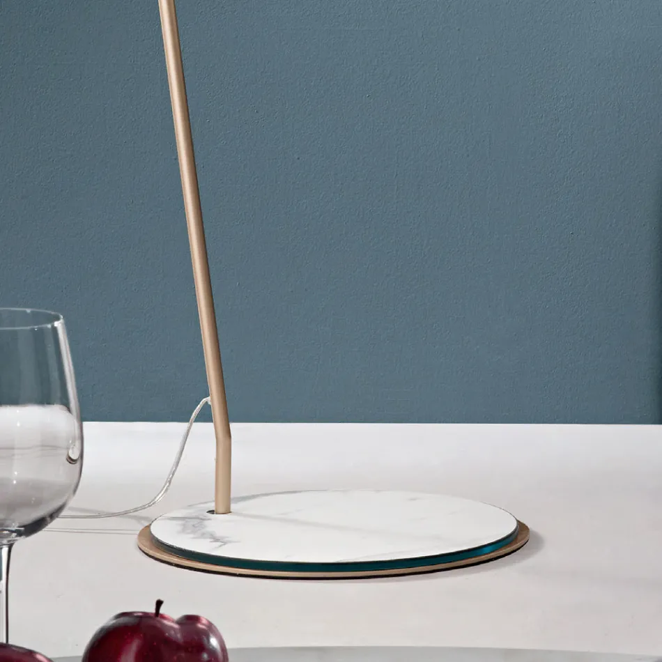 Lampa de podea metalica cu abajur din pvc imbracata in stofa - Adriana Viadurini