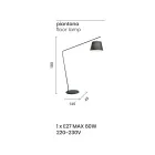 Lampa de podea metalica cu abajur din pvc imbracata in stofa - Adriana Viadurini