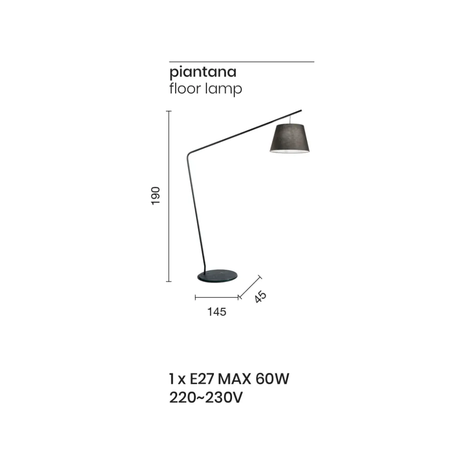 Lampa de podea metalica cu abajur din pvc imbracata in stofa - Adriana Viadurini