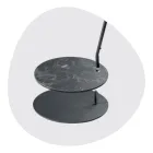 Lampa de podea metalica cu abajur din pvc imbracata in stofa - Adriana Viadurini