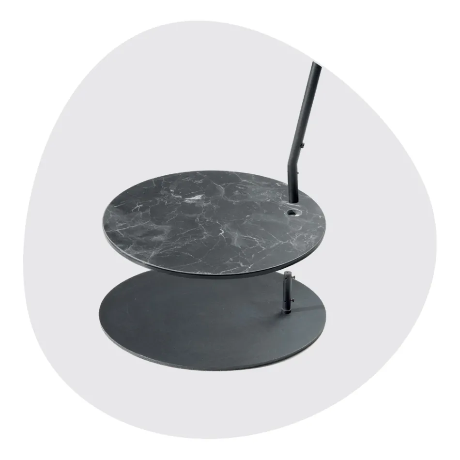 Lampa de podea metalica cu abajur din pvc imbracata in stofa - Adriana Viadurini