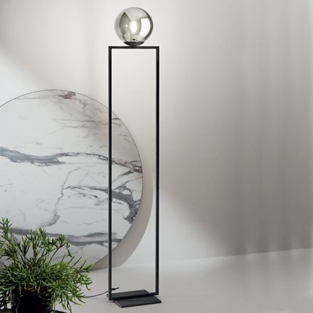 Lampa de podea din metal vopsit cu difuzor din sticla suflata - Salamanca Viadurini