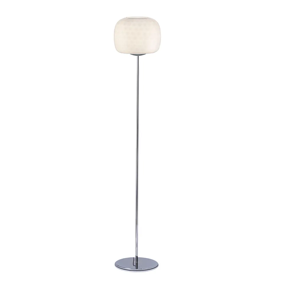 Lampă de podea din sticlă cu două finisaje și cadru metalic, fabricată în Italia - Brera Viadurini