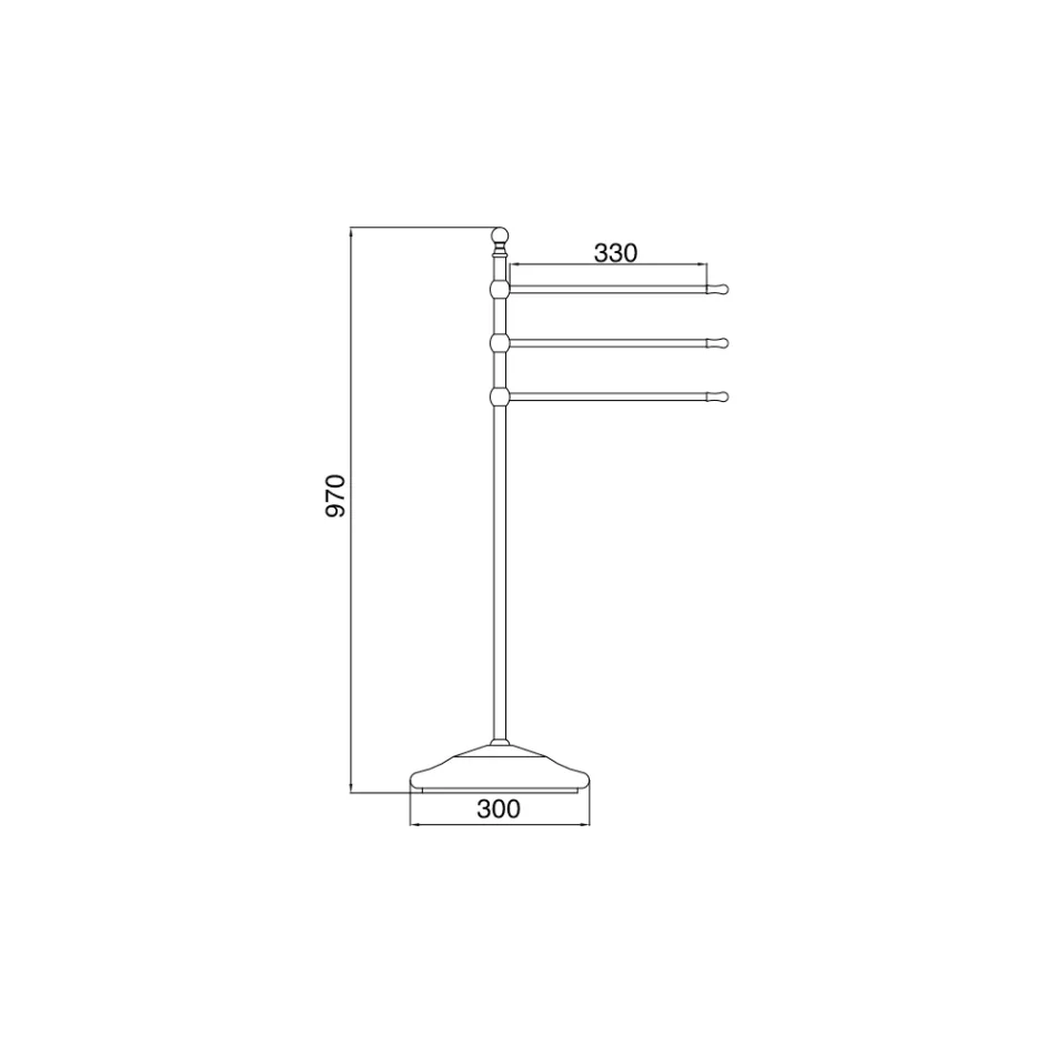 Suport pentru prosoape vintage cu 3 brațe din alamă și ceramică - Lyon Viadurini