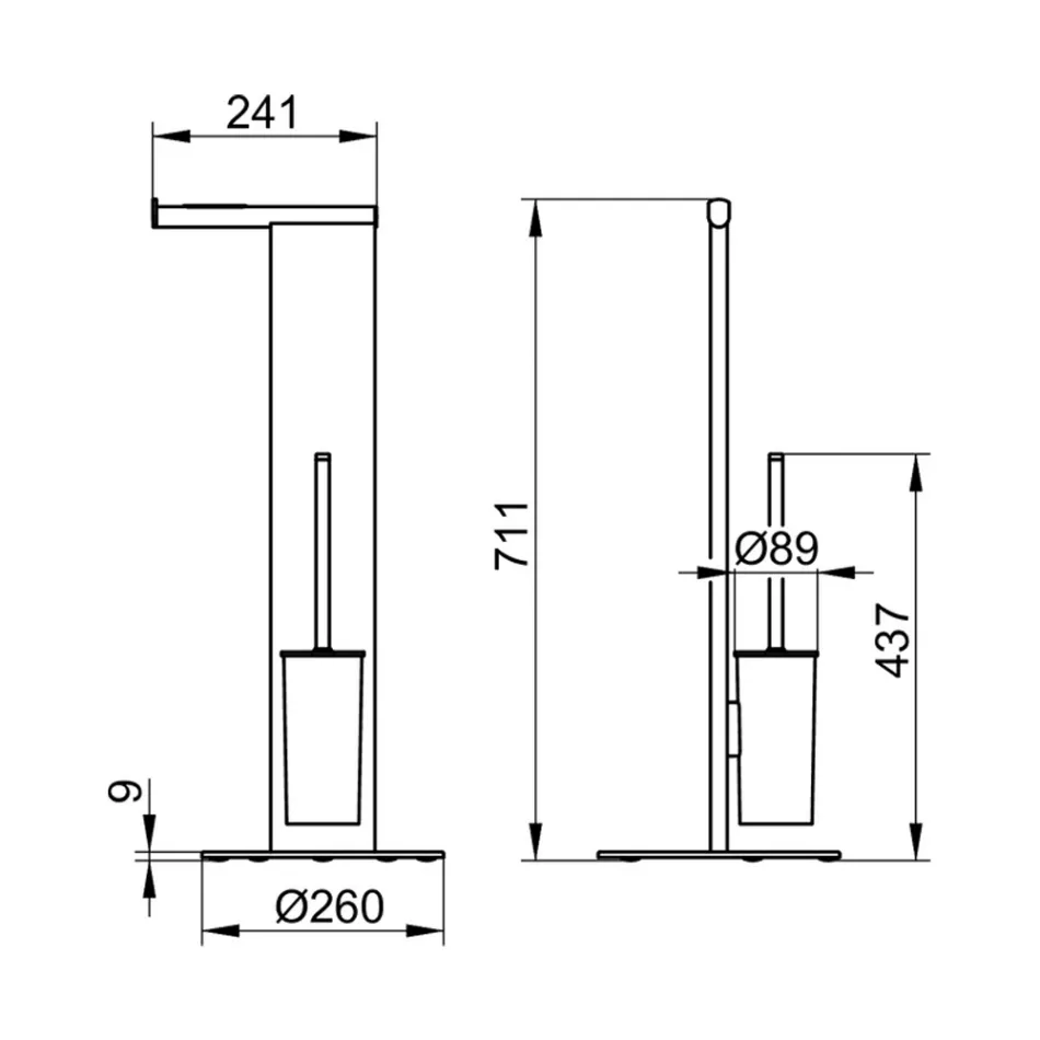 Suport pentru perie de toaletă și rolă de baie din aluminiu alb sau negru - Alcade Viadurini