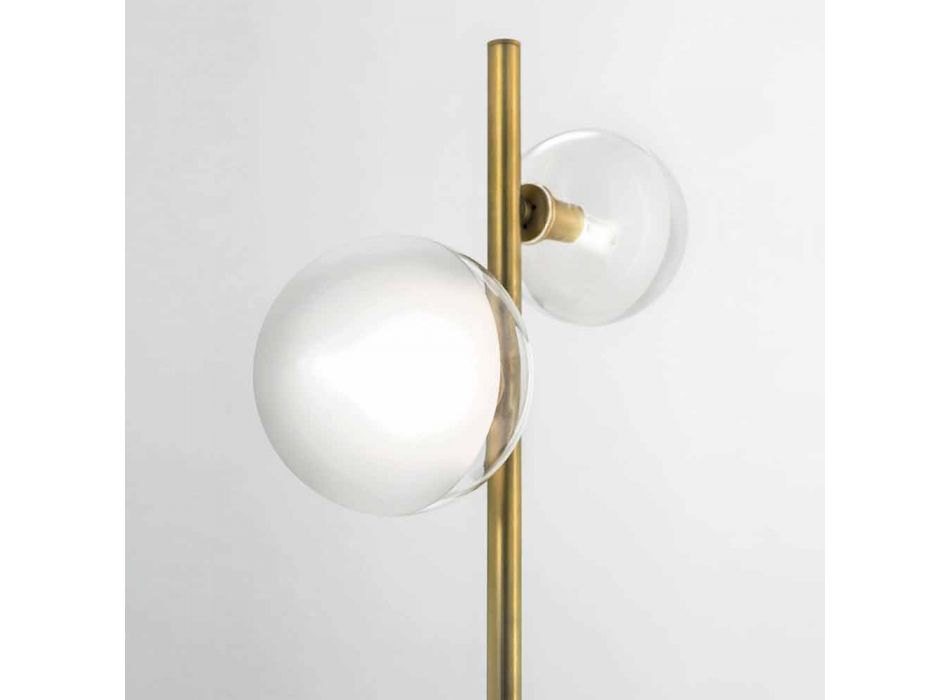 Veioza de sufragerie cu 2 lumini din alamă naturală și sticlă - Molecola by Il Fanale Viadurini