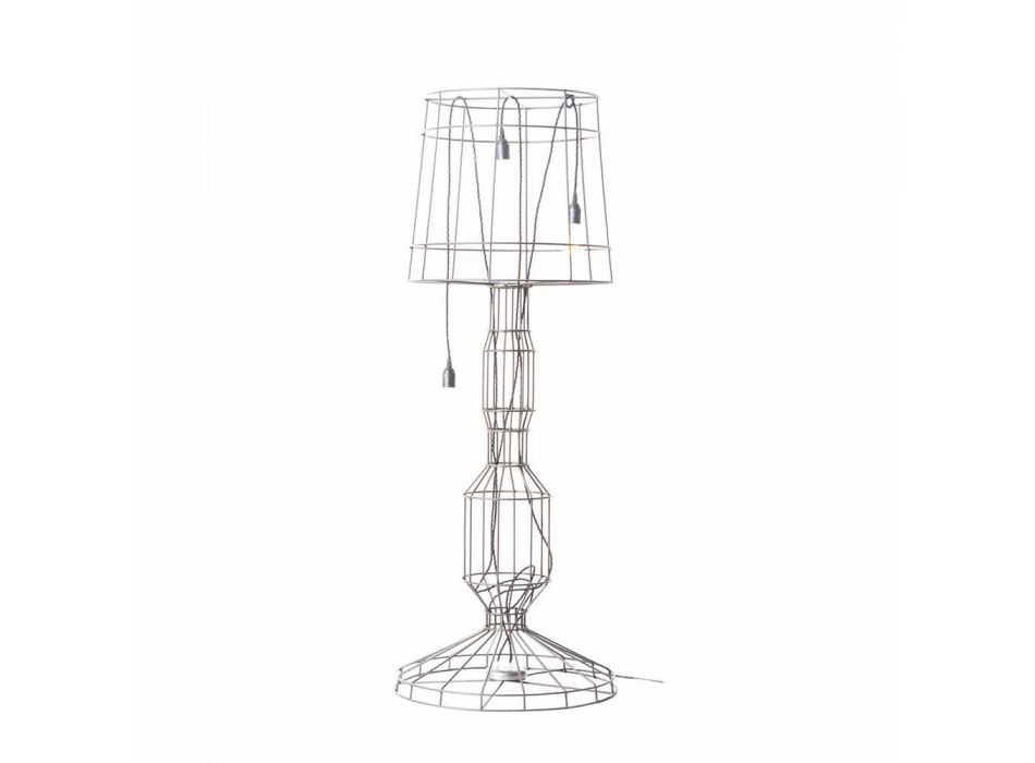 Lampă de podea pentru cameră de zi 3 lumini în stil minimal sau metal alb sau natural - Styling Viadurini