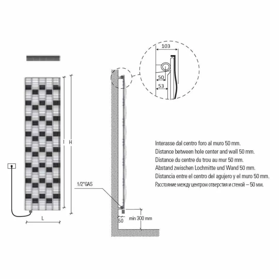 Placă radiantă electrică din oțel cu 5 bare de până la 1000 W - râu Viadurini