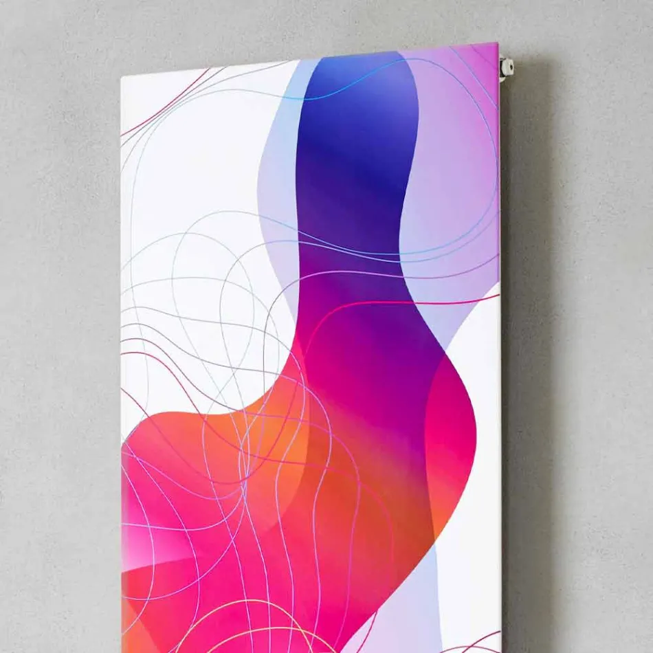 Placă radiantă hidraulică montată pe perete din oțel cu decor 839 W - Kelvin Viadurini