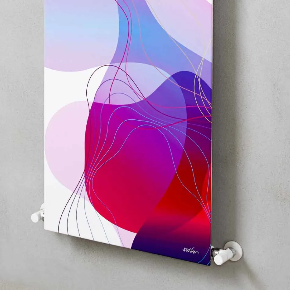 Placă radiantă hidraulică montată pe perete din oțel cu decor 839 W - Kelvin Viadurini