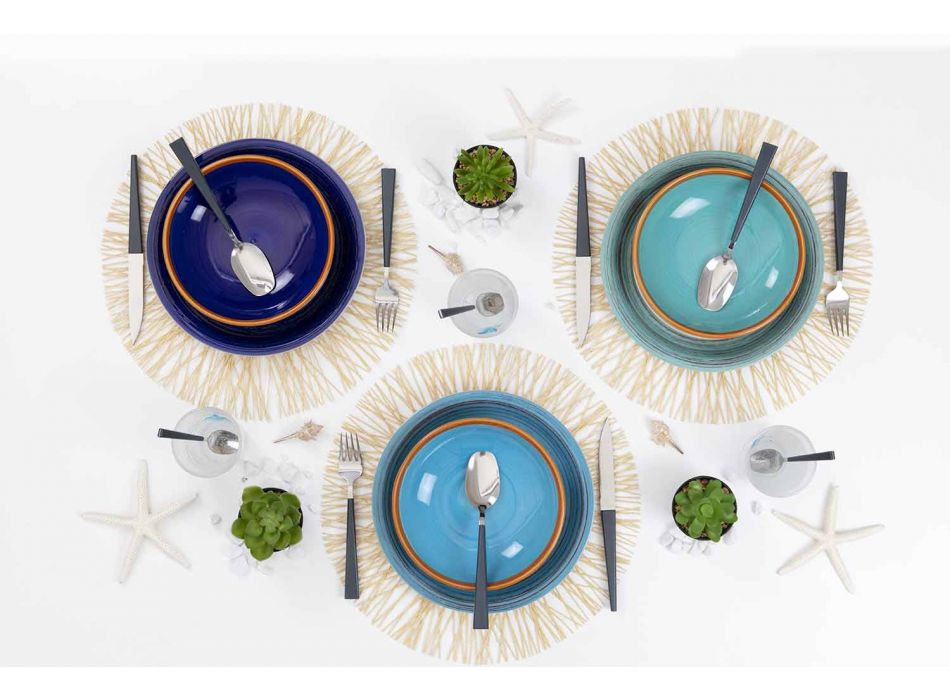 Placi colorate și moderne 18 bucăți în gresie Serviciu de masă complet - Egadi Viadurini