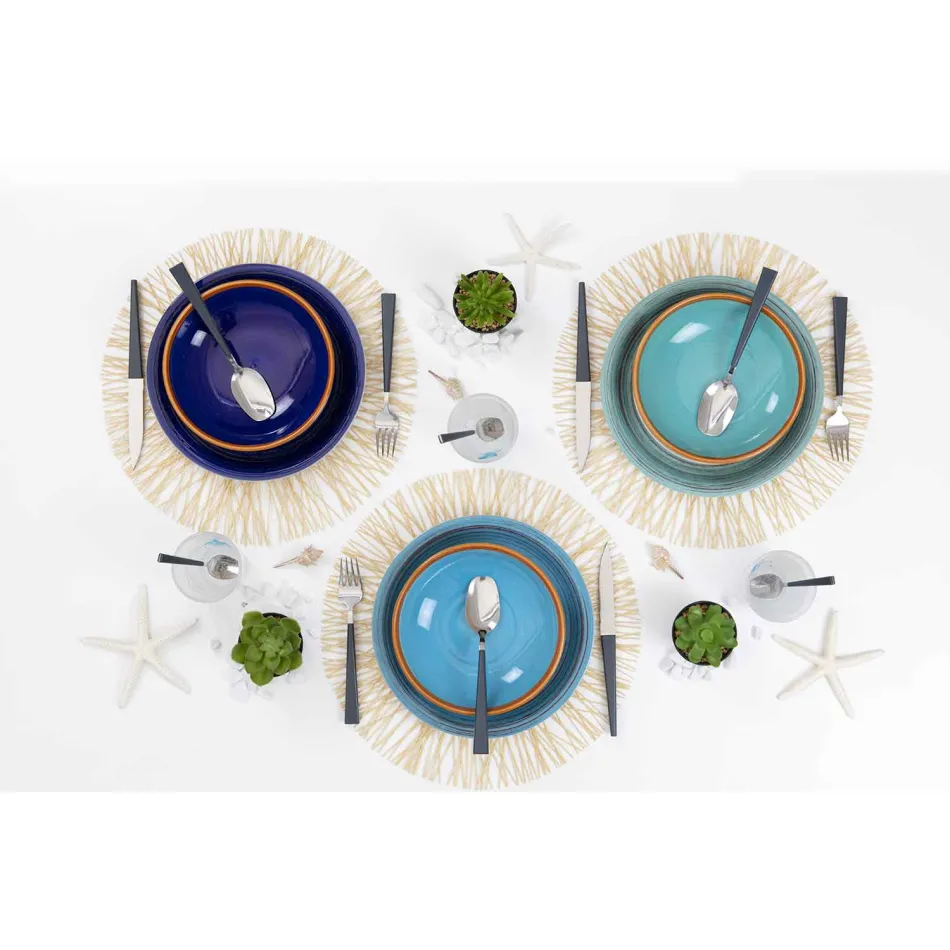 Placi colorate și moderne 18 bucăți în gresie Serviciu de masă complet - Egadi Viadurini