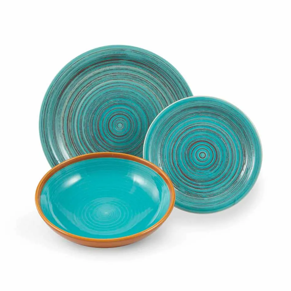 Placi colorate și moderne 18 bucăți în gresie Serviciu de masă complet - Egadi Viadurini