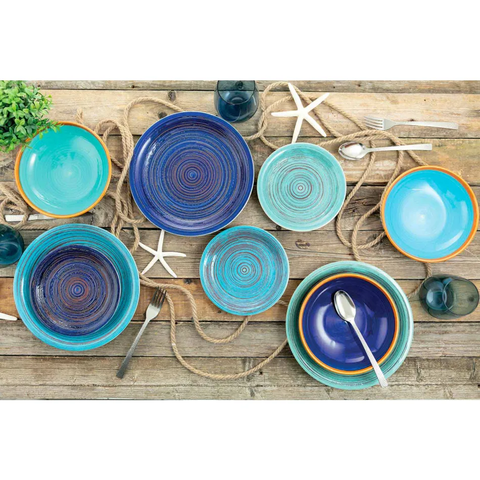 Placi colorate și moderne 18 bucăți în gresie Serviciu de masă complet - Egadi Viadurini