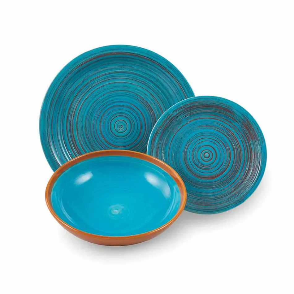 Placi colorate și moderne 18 bucăți în gresie Serviciu de masă complet - Egadi Viadurini