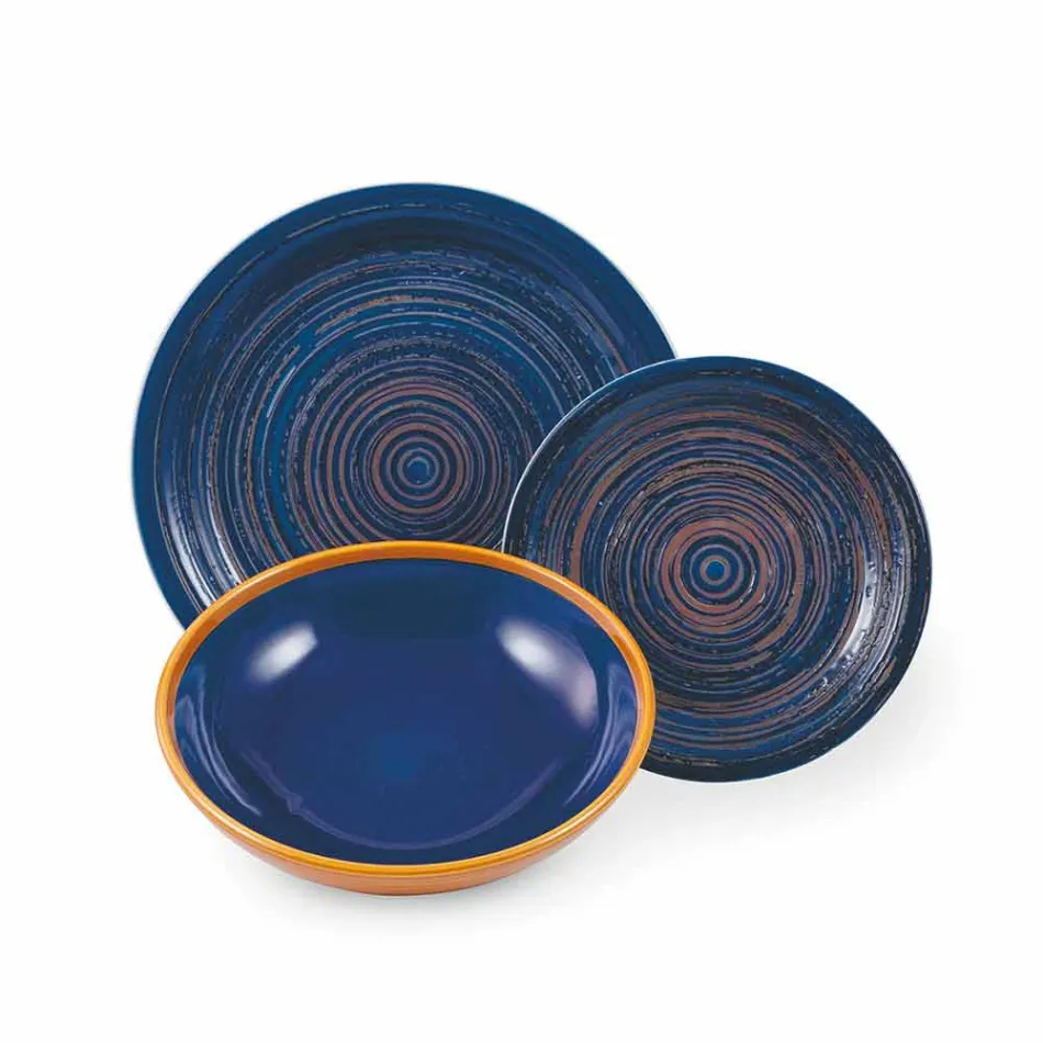 Placi colorate și moderne 18 bucăți în gresie Serviciu de masă complet - Egadi Viadurini