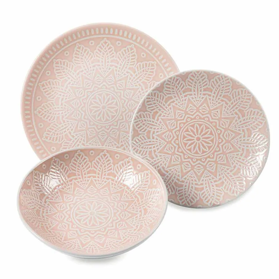 Placi colorate moderne 18 piese Serviciu complet de masă în Gres - Creta Viadurini