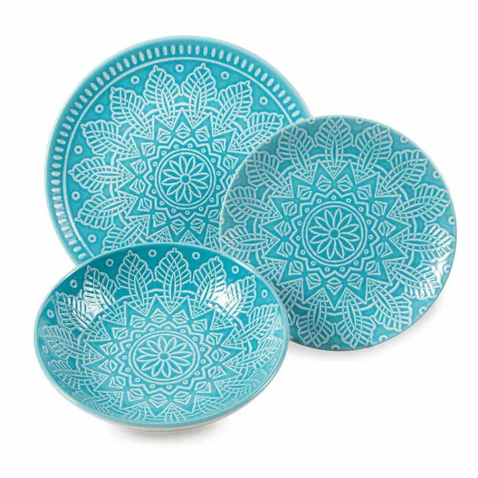 Placi colorate moderne 18 piese Serviciu complet de masă în Gres - Creta Viadurini