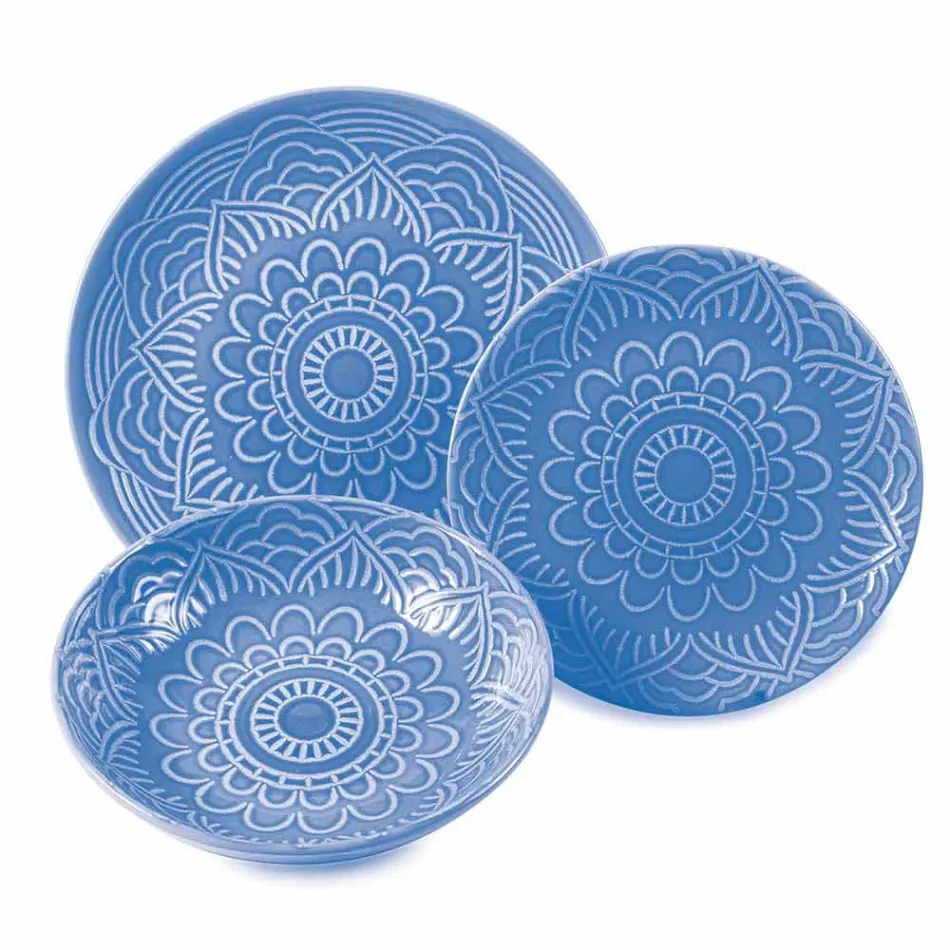 Placi colorate moderne 18 piese Serviciu complet de masă în Gres - Creta Viadurini