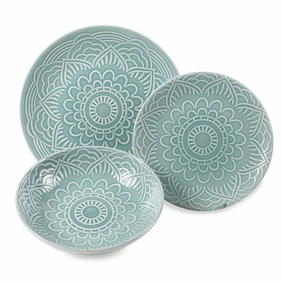 Placi colorate moderne 18 piese Serviciu complet de masă în Gres - Creta Viadurini