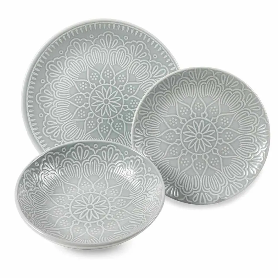 Placi colorate moderne 18 piese Serviciu complet de masă în Gres - Creta Viadurini