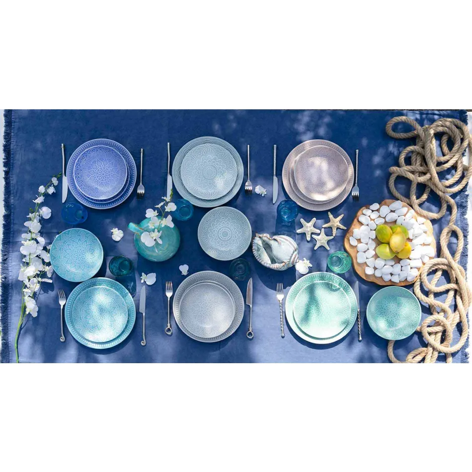 Placi colorate moderne 18 piese Serviciu complet de masă în Gres - Creta Viadurini