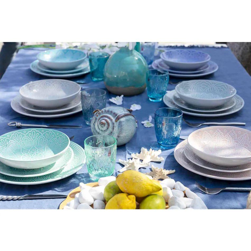 Placi colorate moderne 18 piese Serviciu complet de masă în Gres - Creta Viadurini