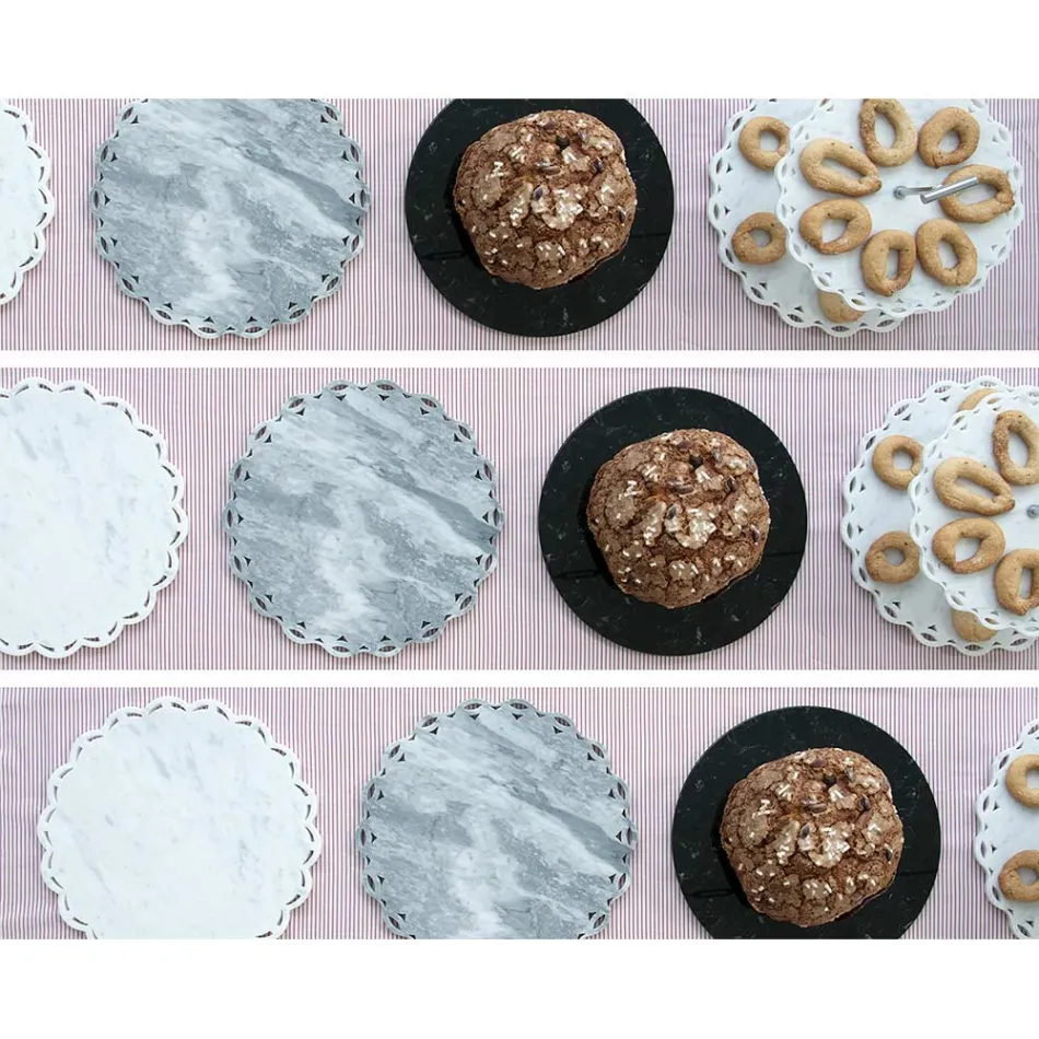 Placă rotundă de brânză în marmură albă sau neagră, fabricată în Italia - Kirby Viadurini