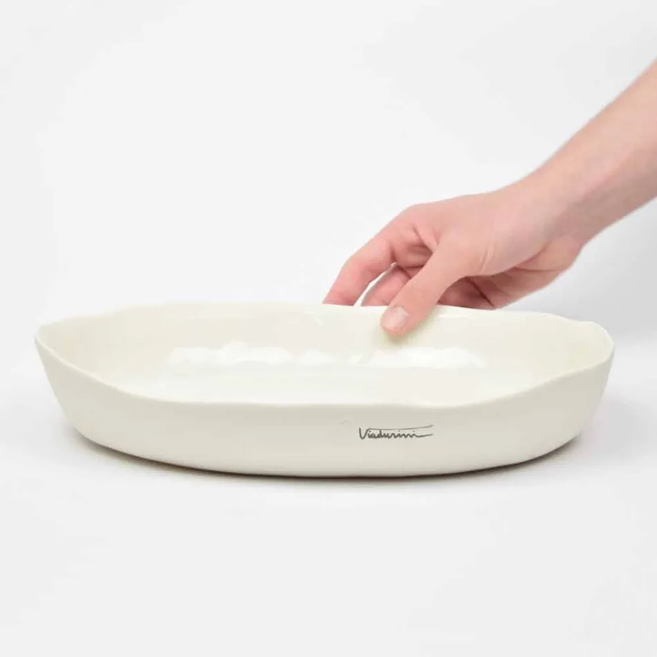 Farfurie de servire ovală din porțelan alb de lux - Arcimaesta Viadurini