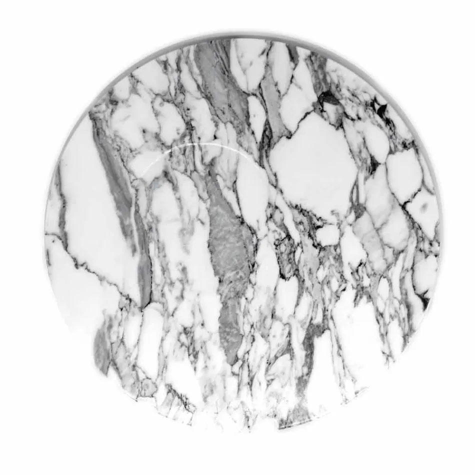 Placă rotundă de servire din marmură albă de Carrara Fabricată în Italia - Kamil Viadurini