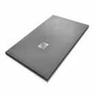 Tăvă de duș 140x70 în rășină cu efect de piatră cu grilă de oțel - Domio Viadurini