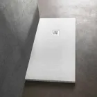 Tăvă de duș 170x70 în rășină cu efect de piatră cu grilă de oțel - Domio Viadurini