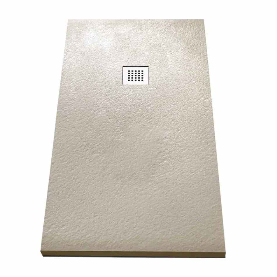 Tăvă de duș 170x70 în rășină cu efect de piatră cu grilă de oțel - Domio Viadurini