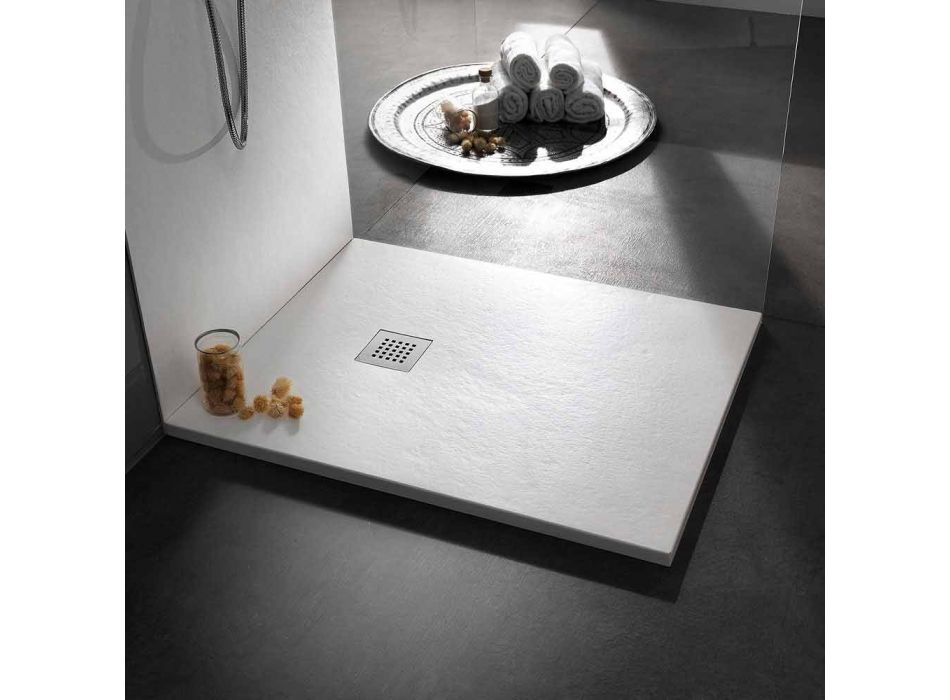 Tavă de duș 90x70 în rășină Efect de piatră Finisaj Design modern - Domio Viadurini
