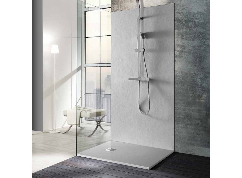 Tavă de duș 90x70 în rășină Efect de piatră Finisaj Design modern - Domio Viadurini