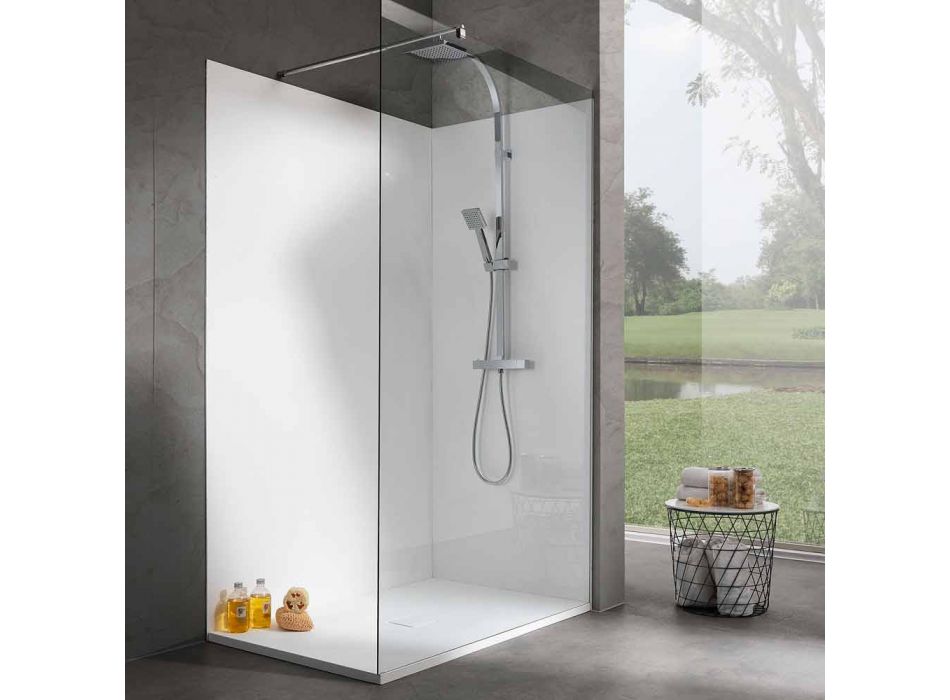 Tăviță de duș cu efect de catifea albă din rășină dreptunghiulară 140x80 cm - Estimo Viadurini