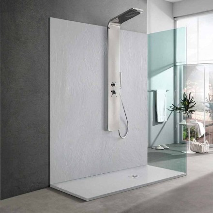 Tăviță de duș cu efect de ardezie din rășină albă 170x70 Design modern - Sommo Viadurini