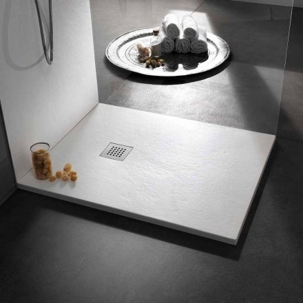 Tavă de duș modernă 120x80 în piatră și oțel cu efect de rășină - Domio Viadurini
