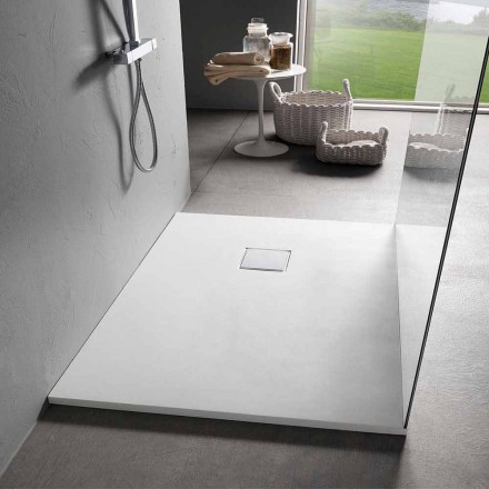 Tava de duș dreptunghiulară modernă 100x80 cm în rășină cu efect de catifea - Estimo Viadurini